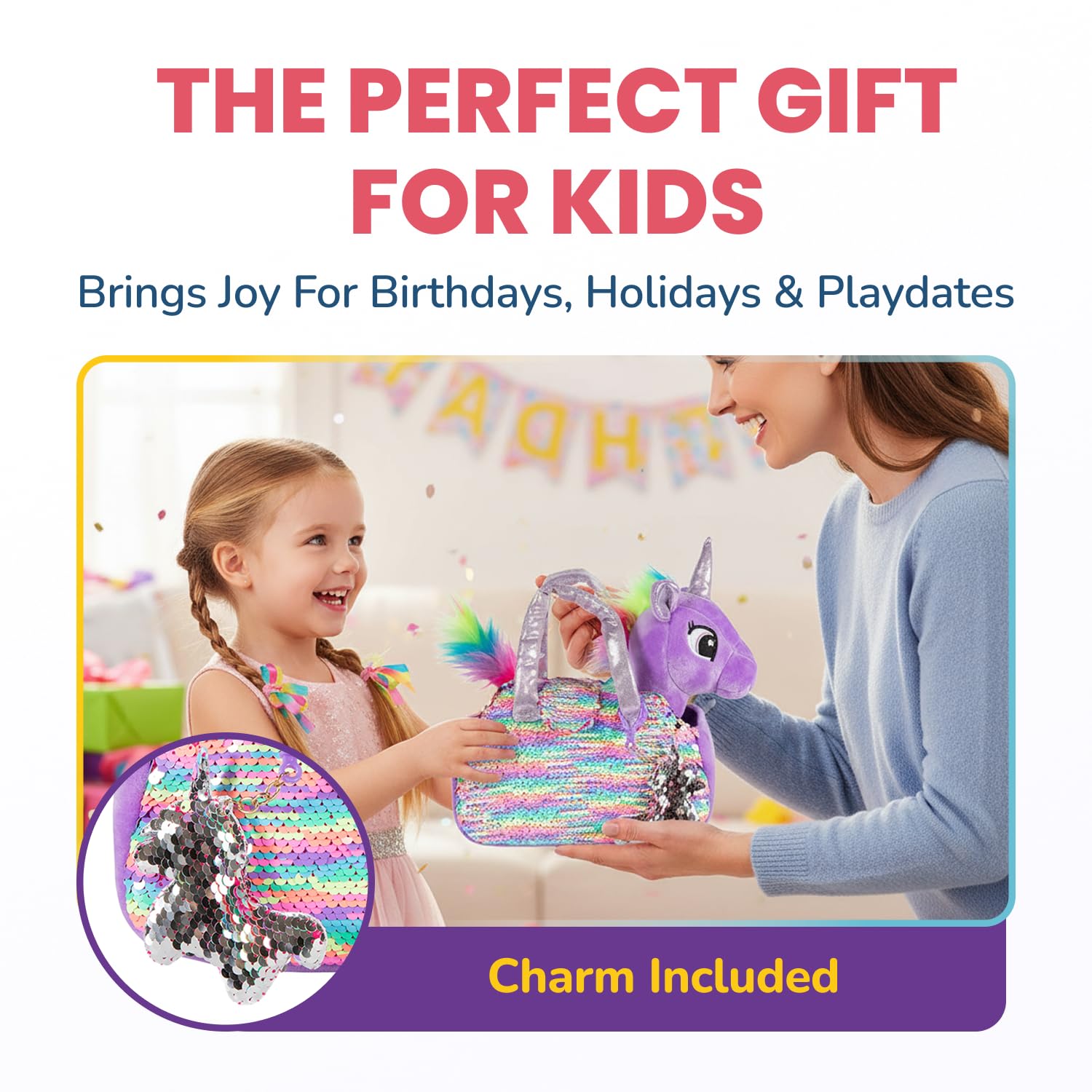 Flip-sequin bag sparkles as kids explore imaginative dress-up play.