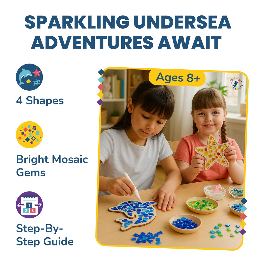 Little Jupiter mosaic kit sea turtle: engaging coastal craft boosting concentration and coordination.