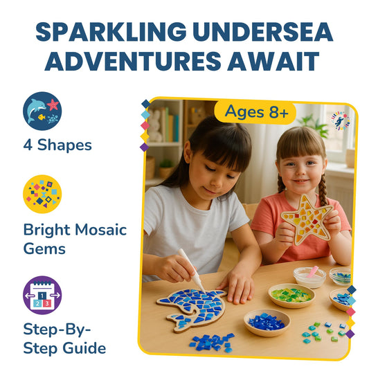 Little Jupiter mosaic kit sea turtle: engaging coastal craft boosting concentration and coordination.