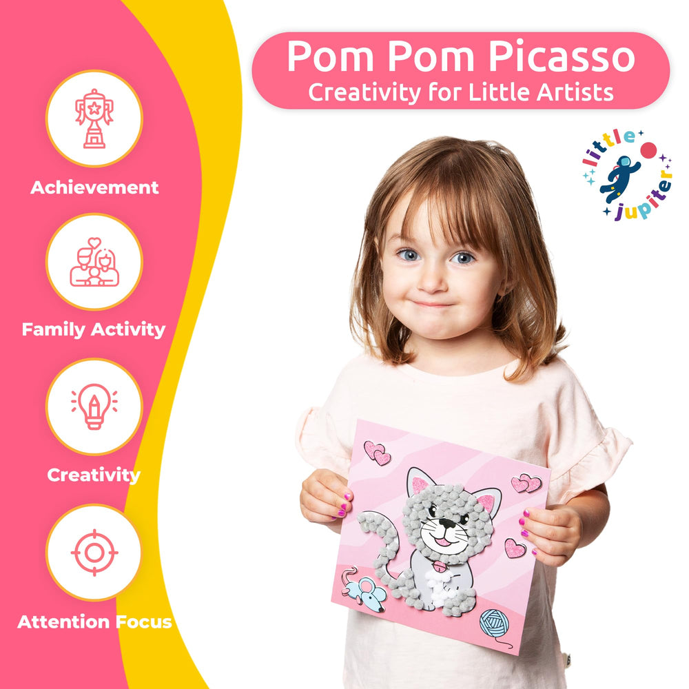 Little Jupiter pom pom art shark design helps focus during sticker placement and color matching