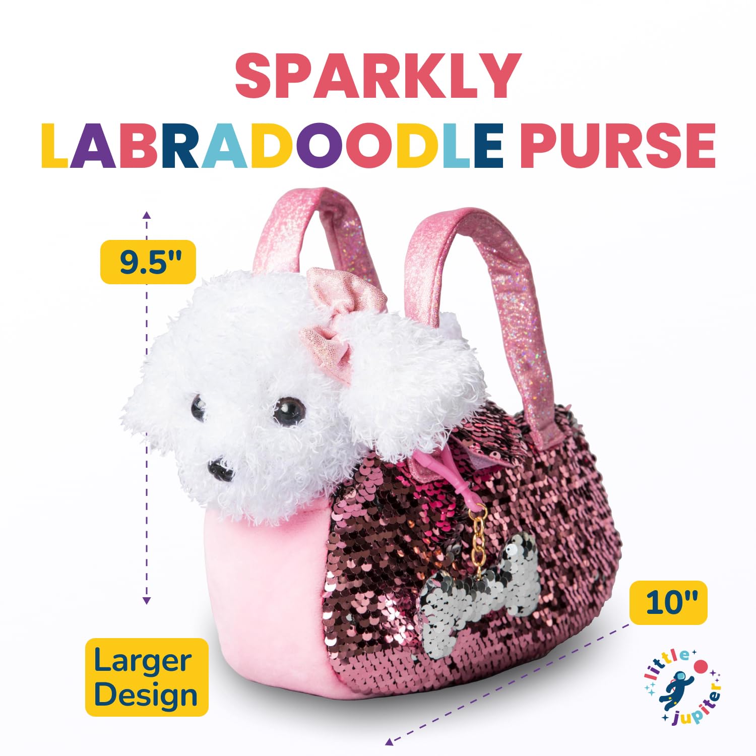 Little Jupiter dogbone charm complements the set during playtime.