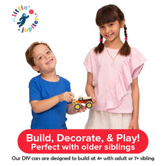 Little Jupiter Monster Truck assembly steps guide cooperative building with a helper.