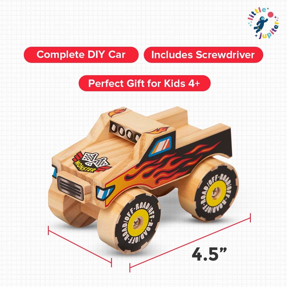 Little Jupiter Monster Truck screwdriver-included supports safe, hands-on tool practice.