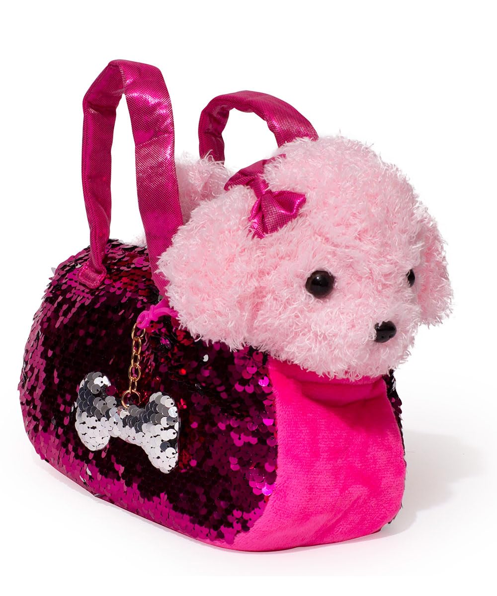 Little Jupiter pet plush set dog with bow for pretend play.