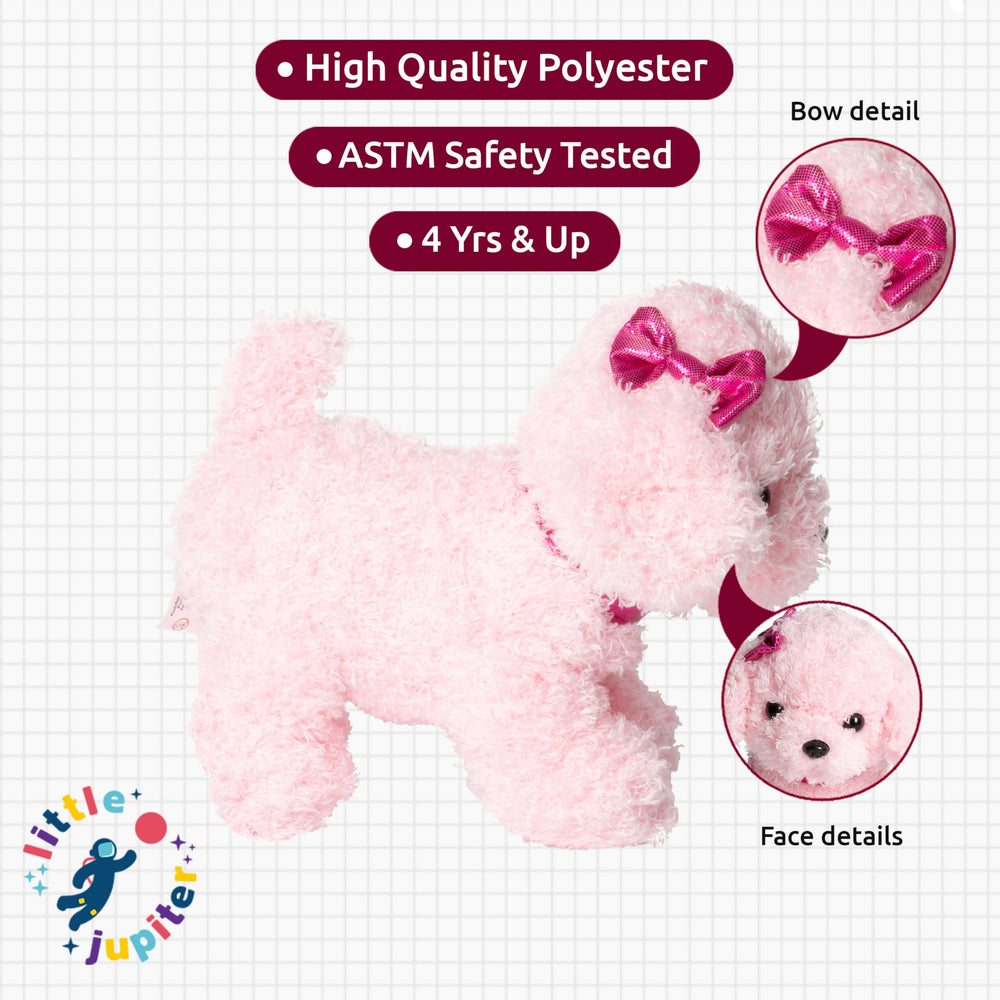 Little Jupiter pink Labradoodle plush ideal for imaginative bedtime stories.