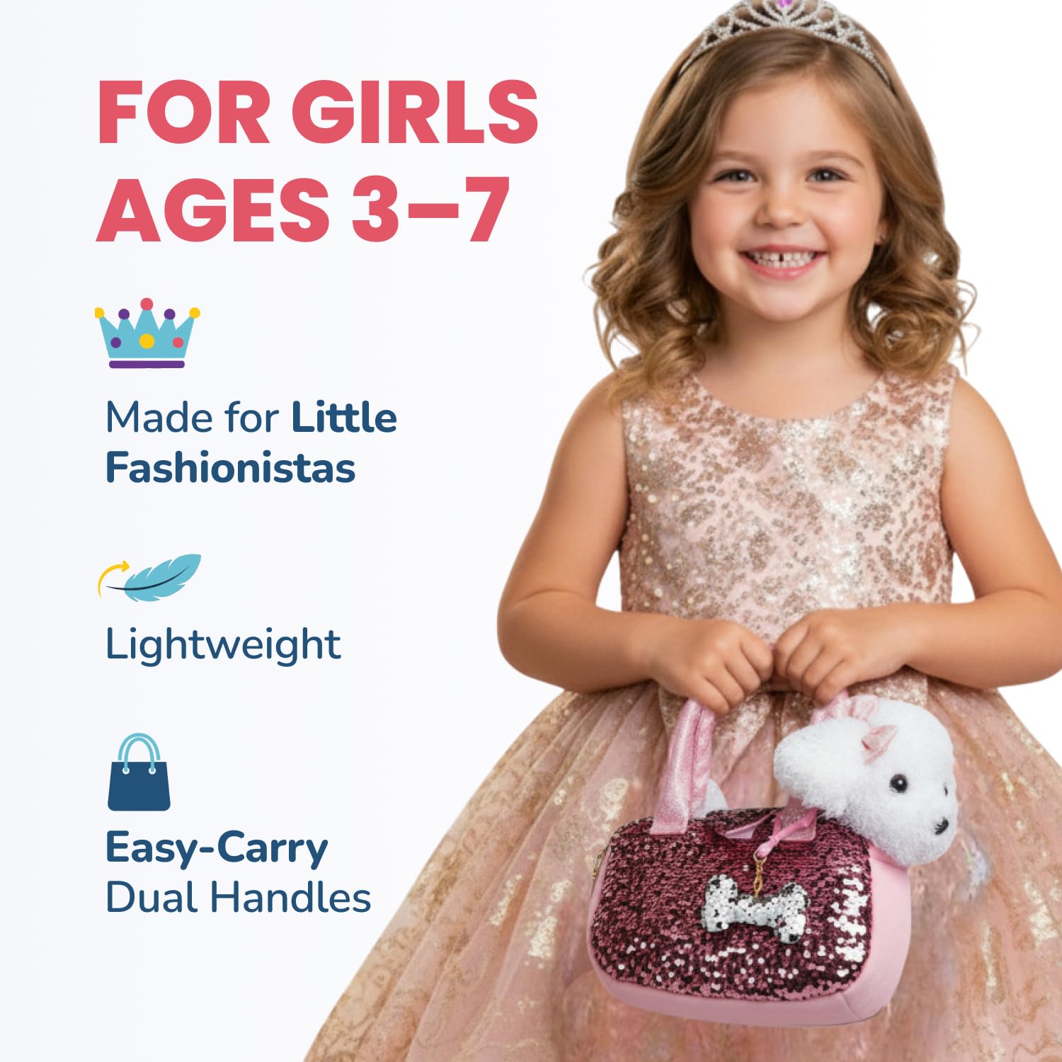 Little Jupiter reversible-sequin purse bag sparkling for dress-up fun.