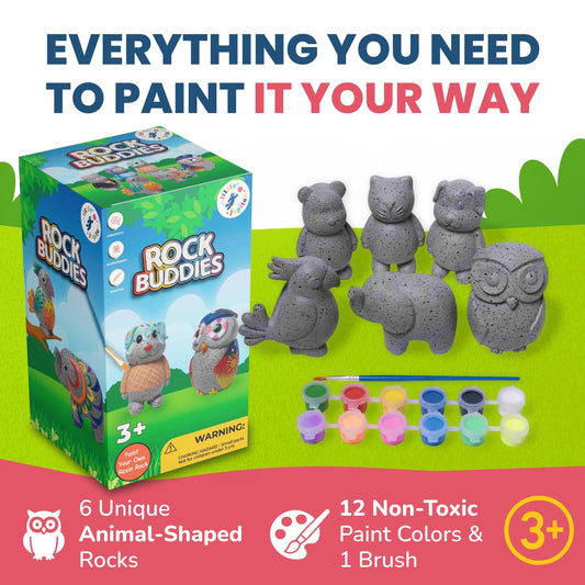 Little Jupiter Rock Buddies bear figure ideal for kid-friendly painting sessions.