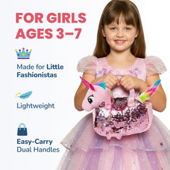 Little Jupiter sequin purse bag with flip sparkle for pretend play.