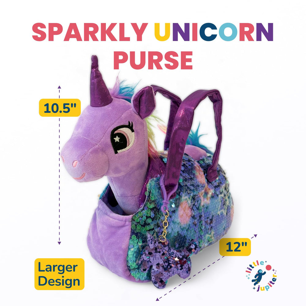 Little Jupiter sequin purse bag shines with reversible sequins for dress-up fun.