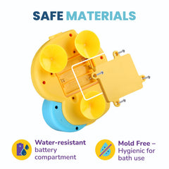 Little Jupiter star-shaped pump powers playful streams during bath time.