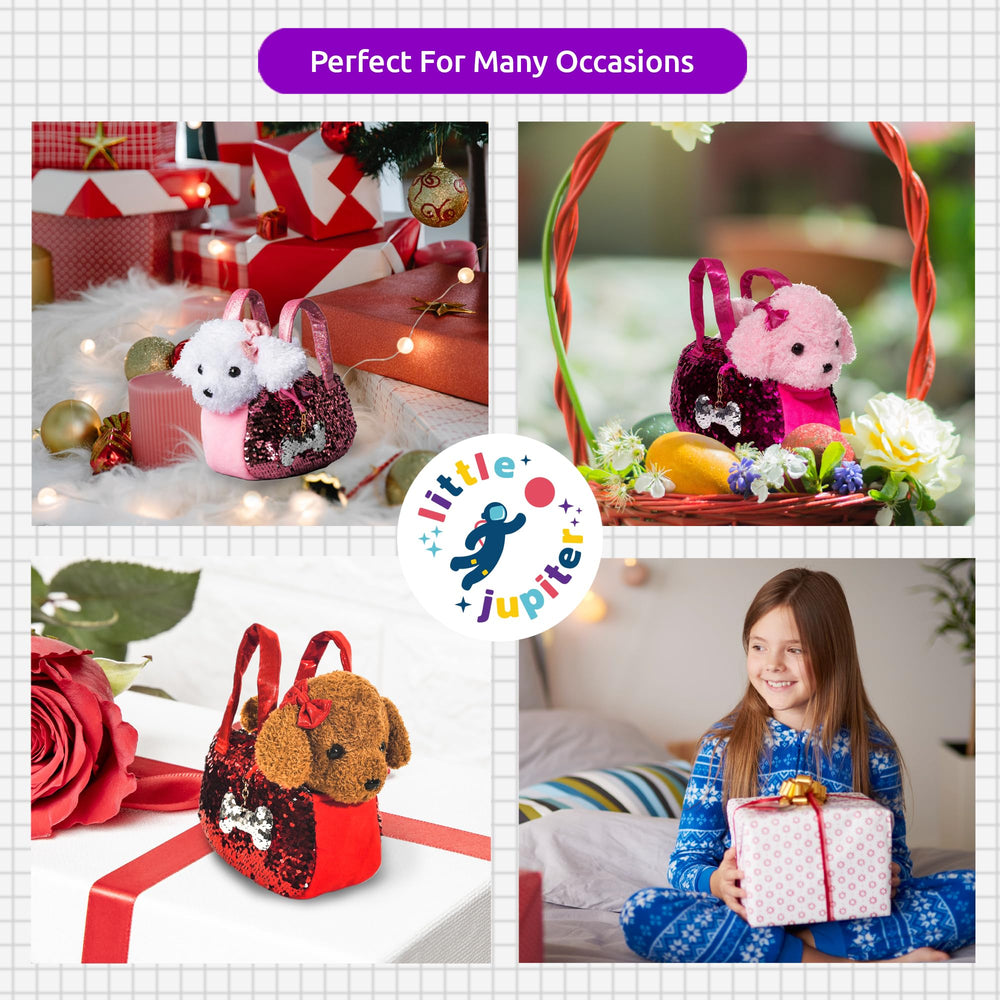 Little Jupiter stuffed animal purse 3pc set supports dress-up pretend play.