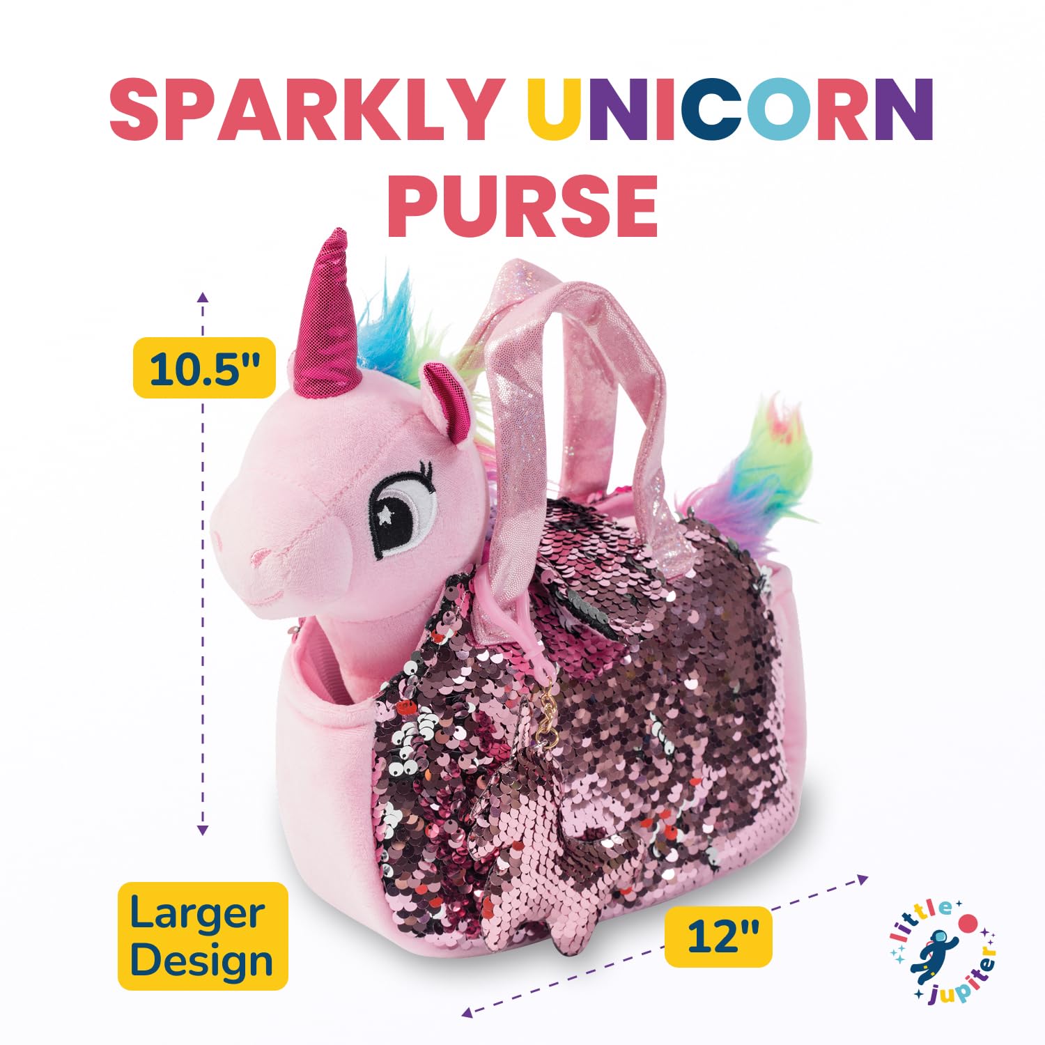Little Jupiter unicorn charm accessory enhances mini bag styling.