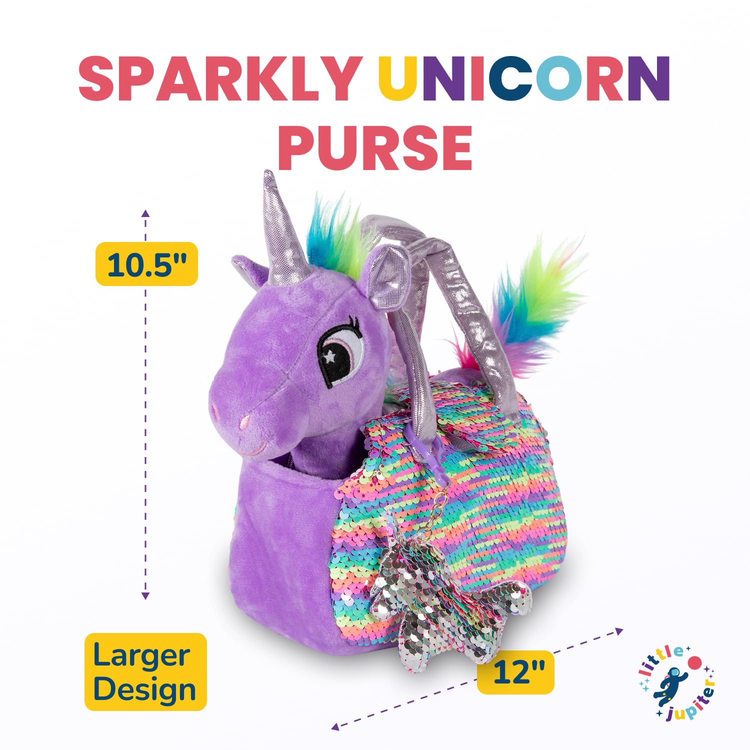Little Jupiter unicorn charm included for on-the-go pretend play.