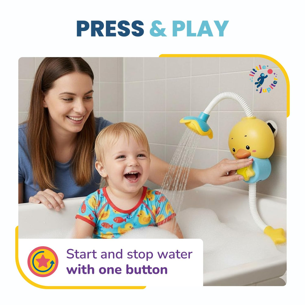 Little Jupiter waterproof battery compartment keeps bath play mess-free.