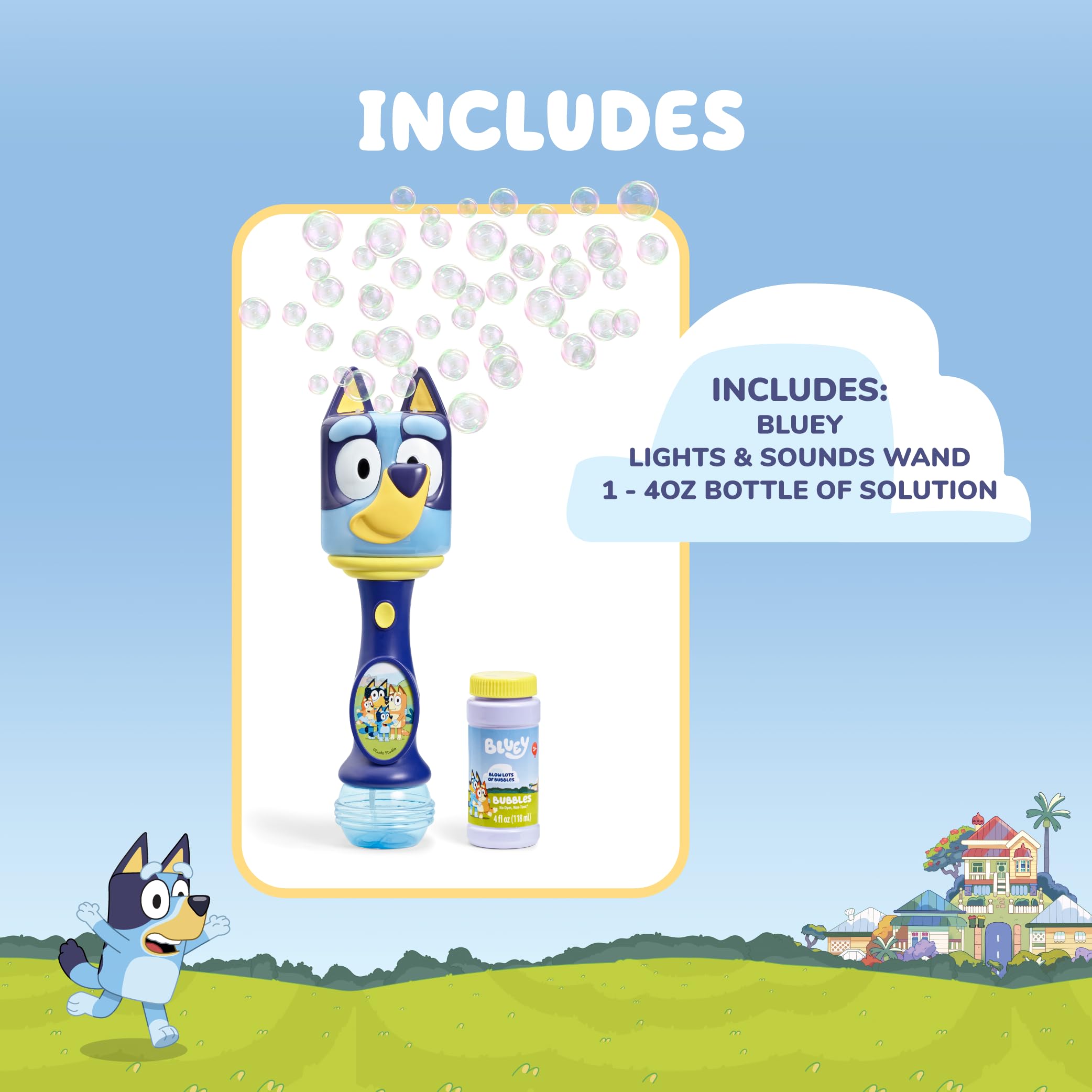 Little Kids BLUEY bubble solution bottle 4oz for outdoor fun.