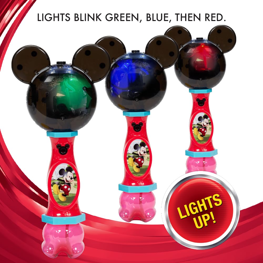 Little Kids Mickey Bubble Wand includes 4oz bubble solution for instant fun.