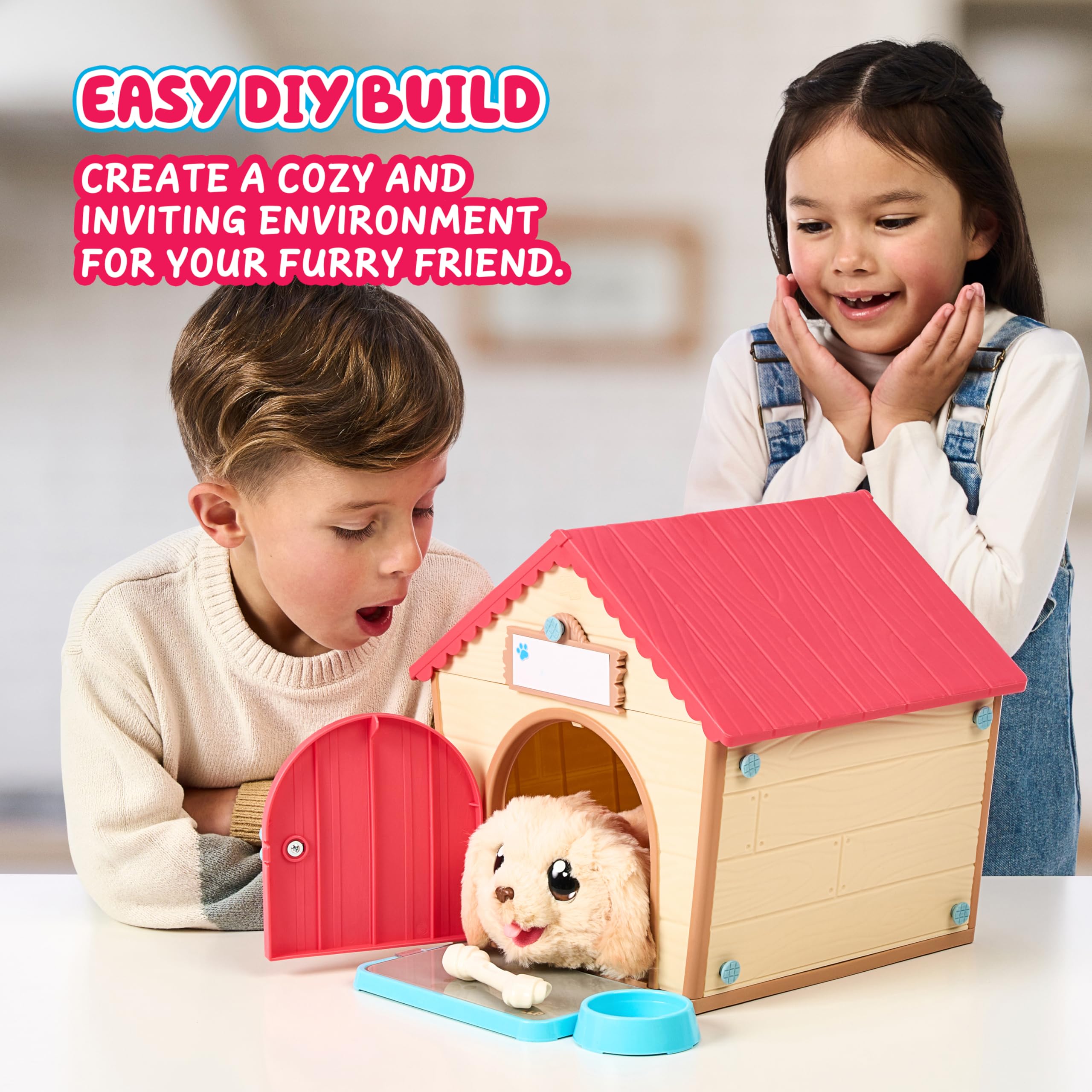 Interactive puppy responds to touch for realistic play experiences.