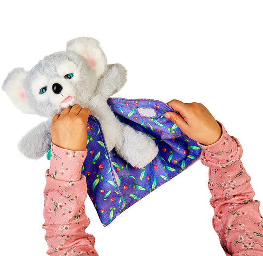 Little Live Pets Cozy Dozy Kip Koala in a bedtime scene with blanket for comfort.