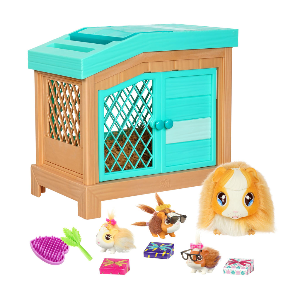 Little Live Pets Mama Surprise Guinea Pig with deluxe hutch inviting interactive play