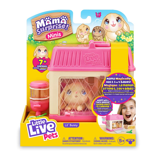 Little Live Pets Mama Surprise Minis bunny hutch with mom and babies for imaginative play