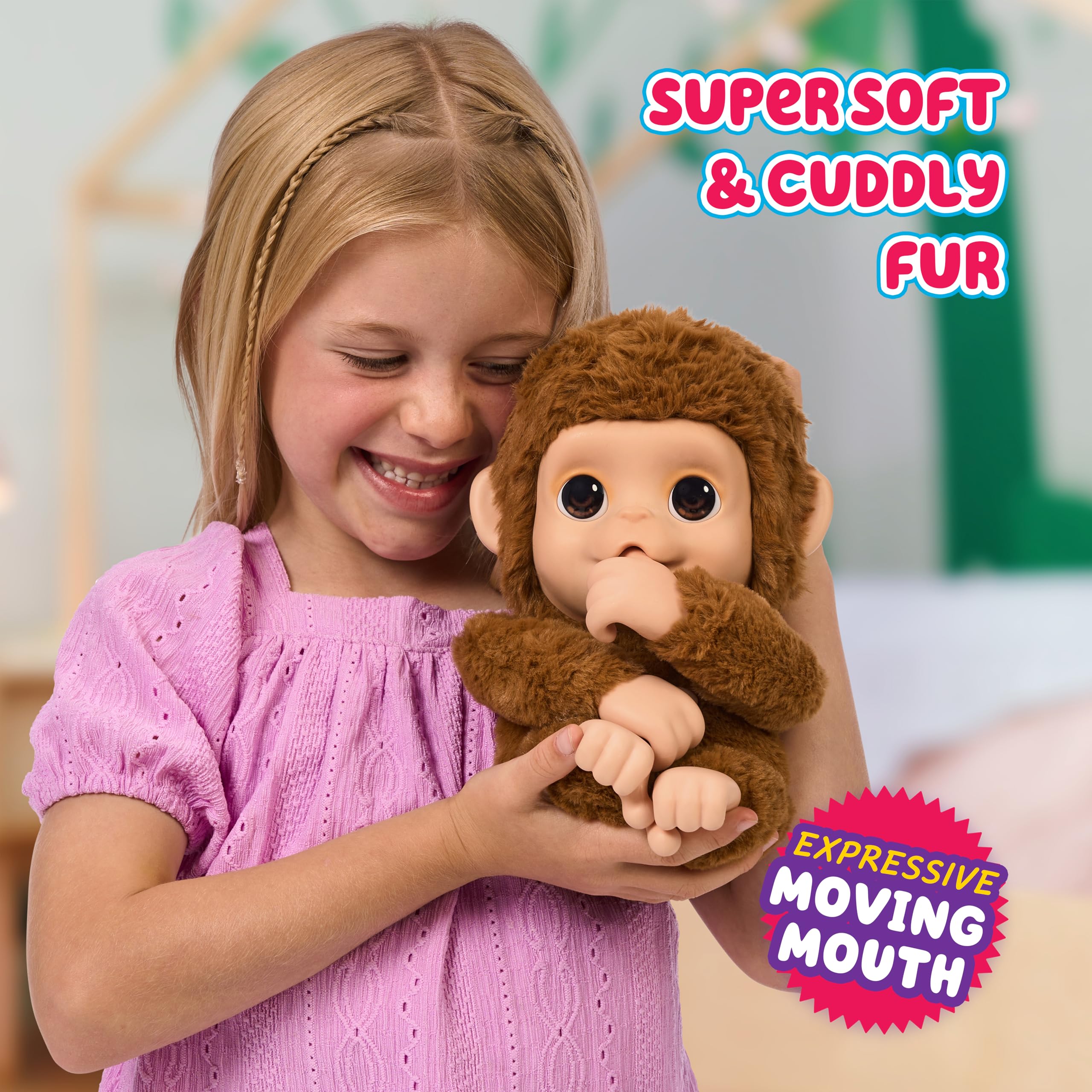 Little Live Pets Mango gripping hands let kids hang from branches.