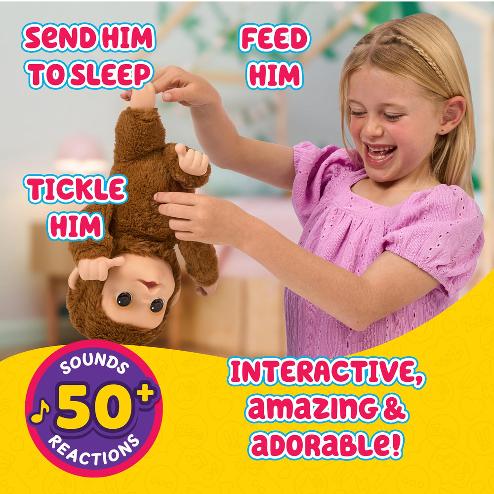Little Live Pets Mango tummy tickle triggers giggles for responsive play.