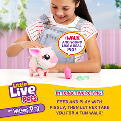 Little Live Pets Piggly walking mode shows lifelike movement during playtime.