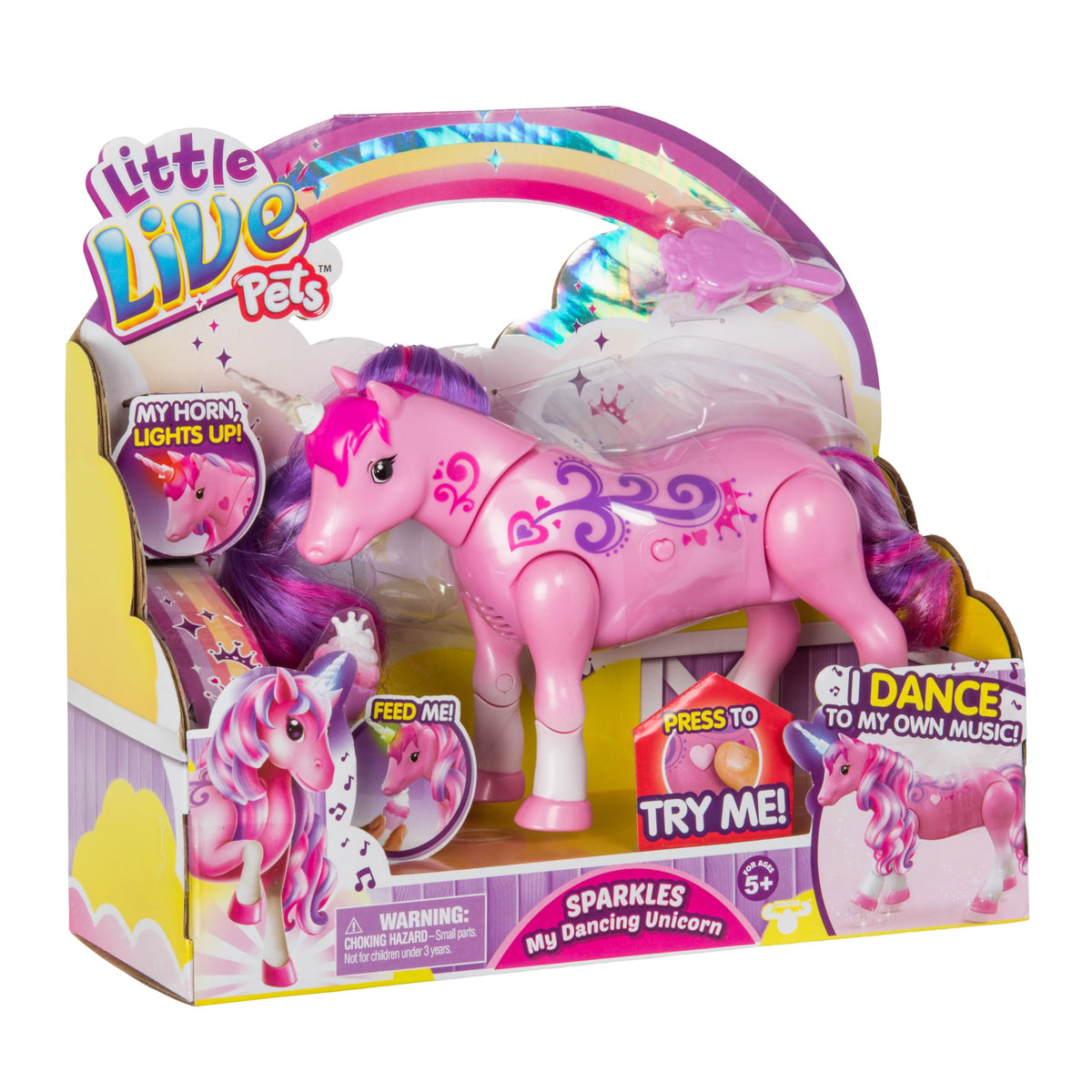 Little Live Pets Sparkles unicorn dancing action for imaginative play and smiles.