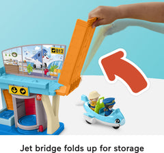 Little People airport destination roller supports interactive travel-story prompts.