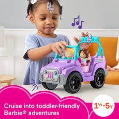 Little People Barbie Beach Cruiser driver seat with songs engages interaction.