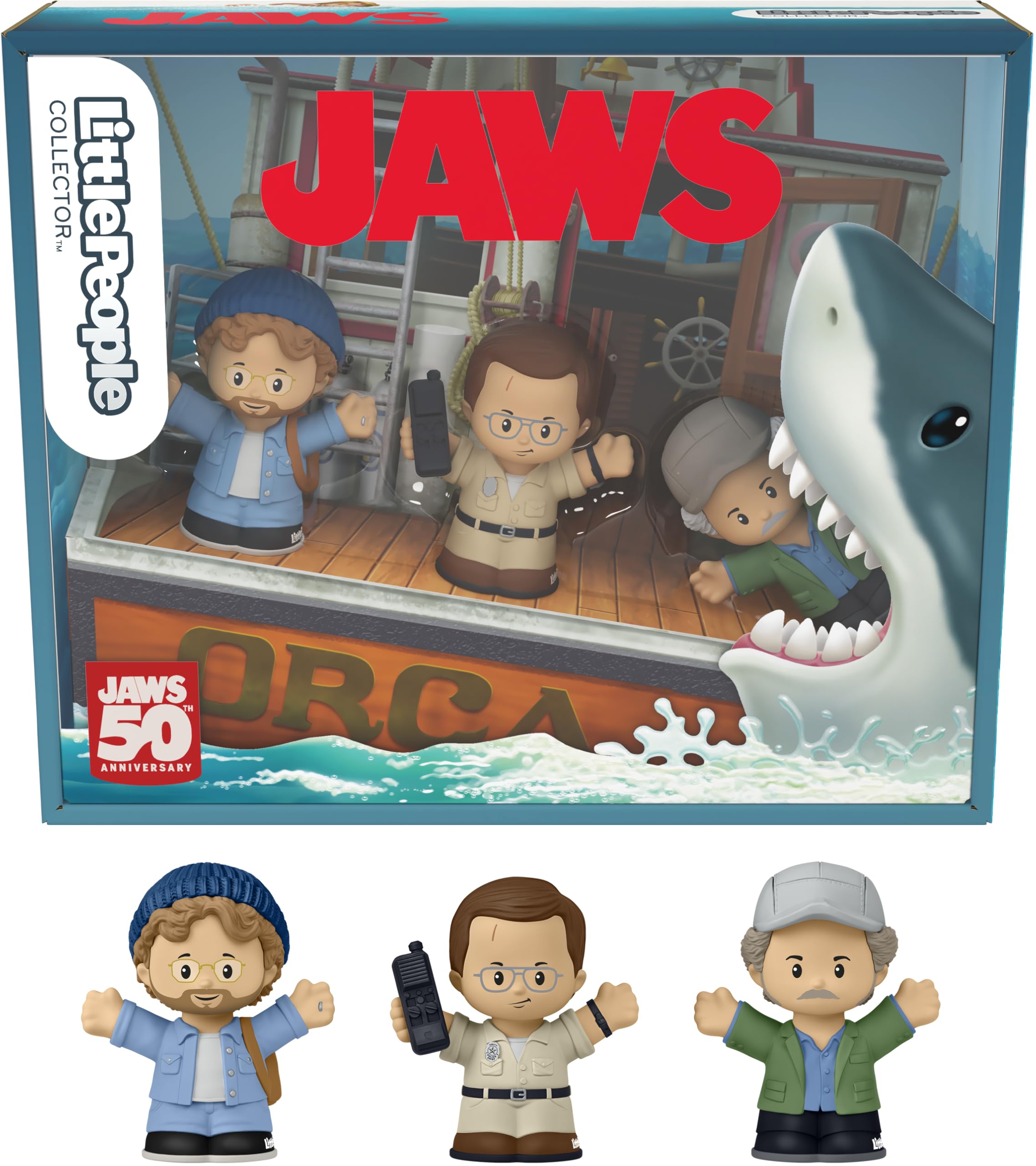 Little People COLLECTOR Jaws window box display featuring Brody, Hooper, and Quint
