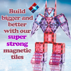 Little Pi 104pcs diamond tiles with stairs ensure durable, modular castle construction.