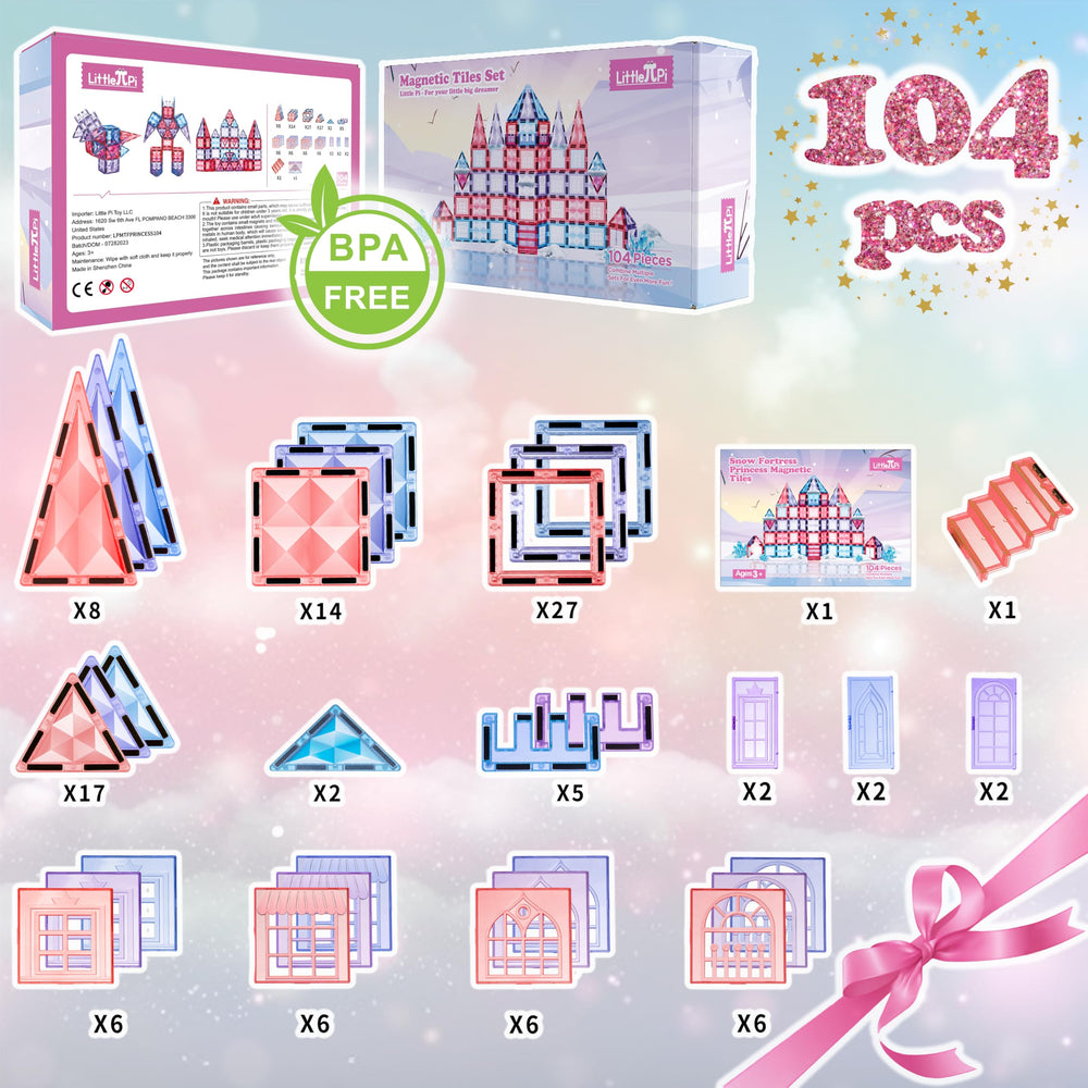 Little Pi 104pcs Frozen Princess Castle tiles inspire creativity, imaginative play, and fine motor skills.