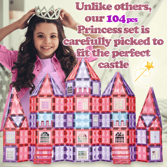 Little Pi 104pcs magnetic tiles windows and doors for interactive castle builds.