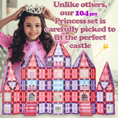 Little Pi 104pcs magnetic tiles windows and doors for interactive castle builds.
