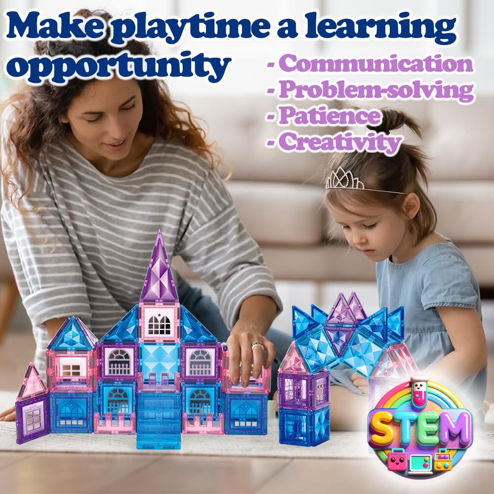 Little Pi blue princess play tiles offer colorful, screen-free family fun.