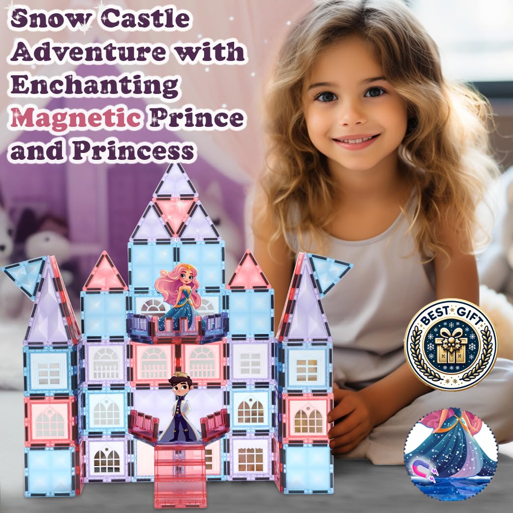 Little Pi Frozen Magnetic Tiles colorful blocks promote creative building and collaborative play.