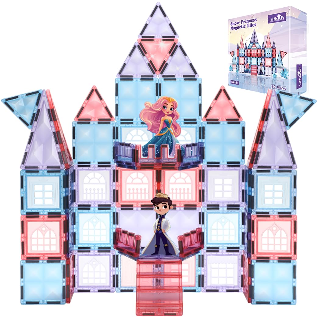Little Pi Frozen Magnetic Tiles enable ice castle assembly for imaginative play and fine motor development.