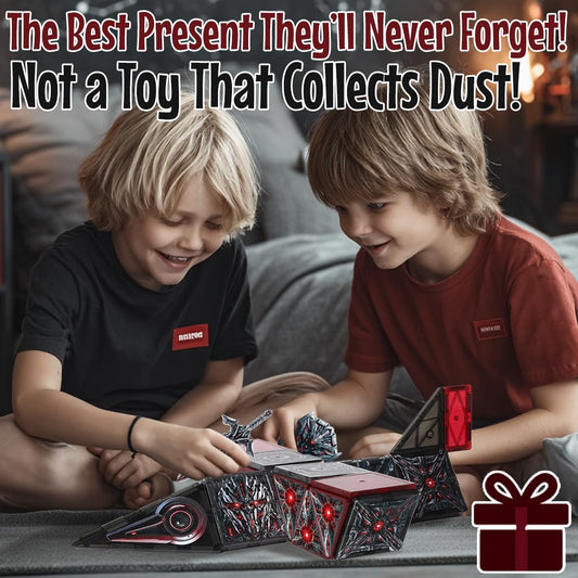 ShadowBots glowing red details highlight dramatic robot transformations during imaginative play