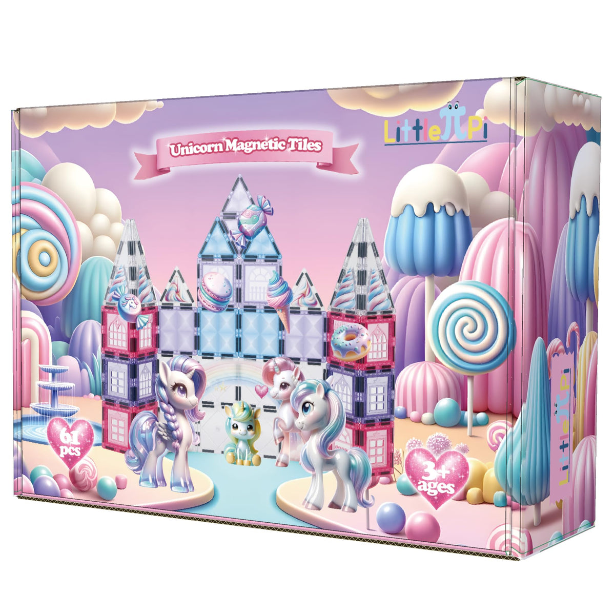 Little Pi unicorn castle tiles provide a colorful magnetic setup for imaginative building
