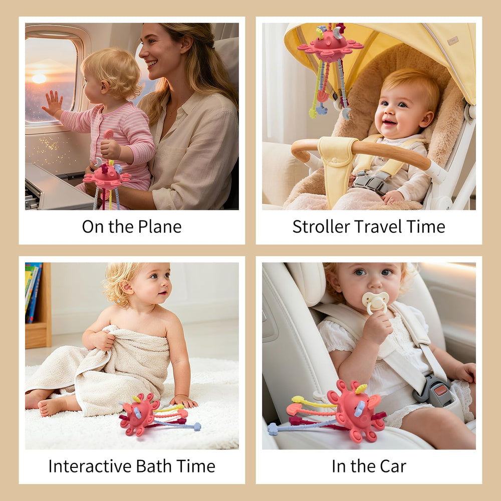Little Rawr pushable button feature encourages cause-and-effect play.