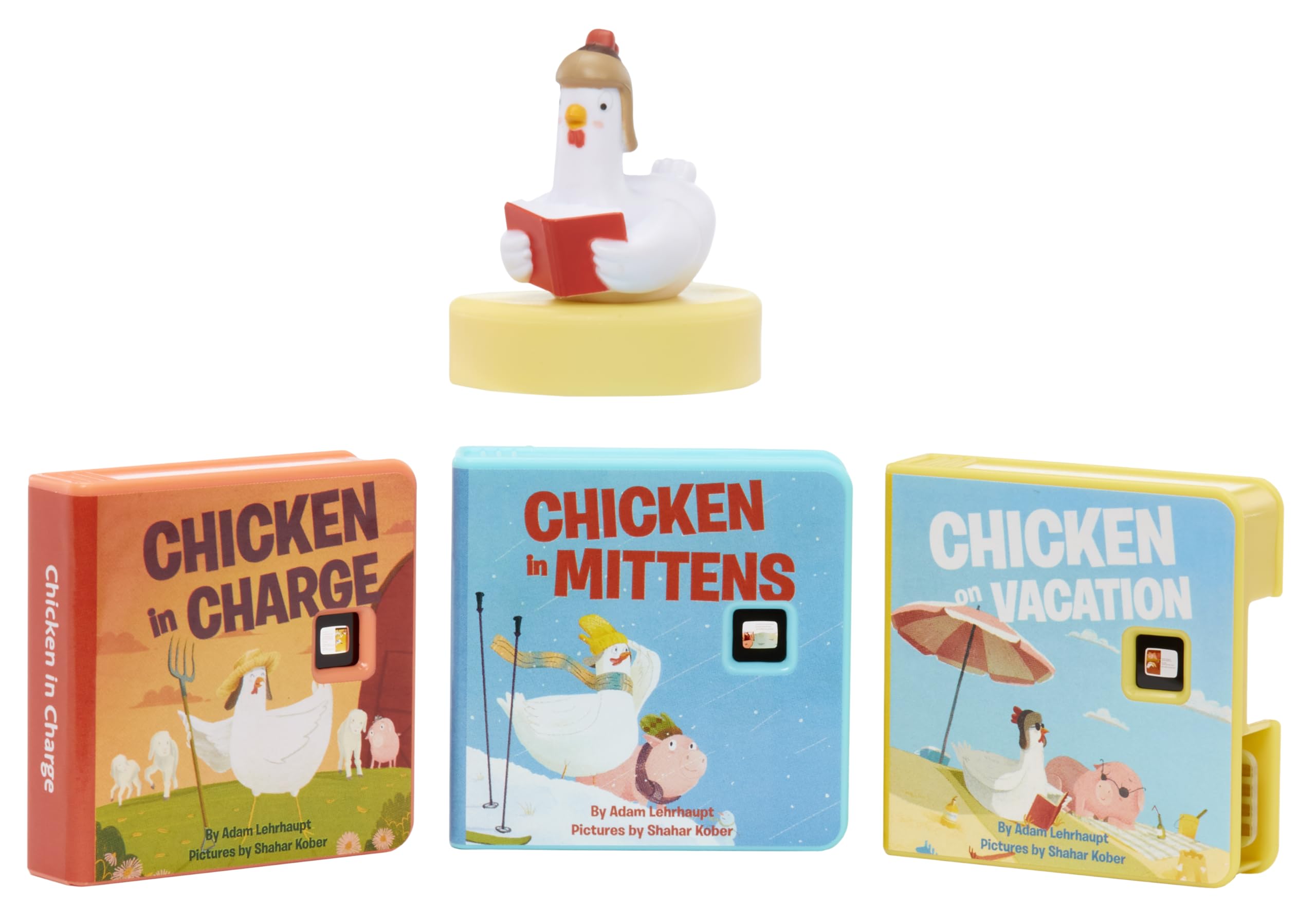 Little Tikes Story Dream Machine setup projecting Cluck Cluck stories onto wall for interactive bedtime reading