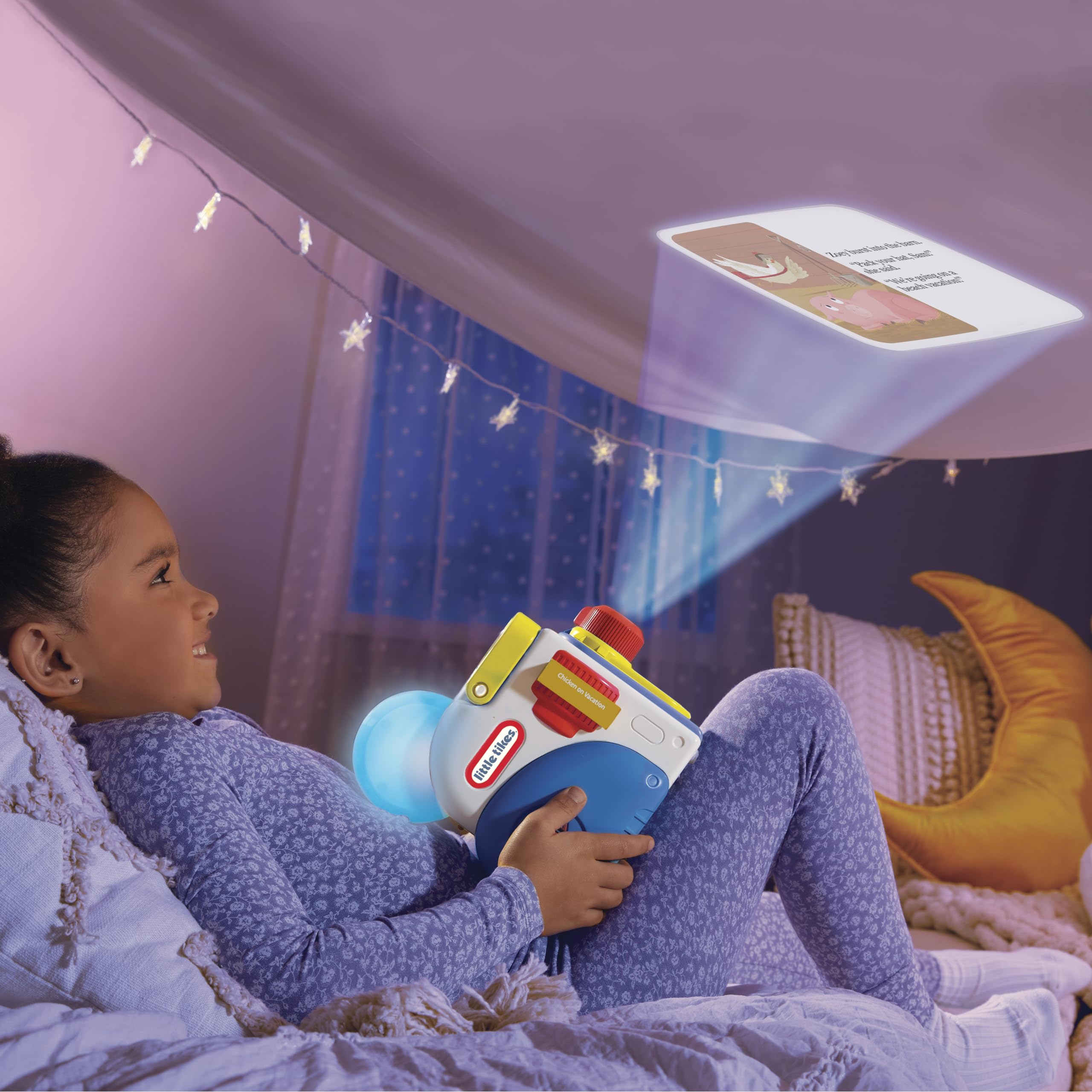 Little Tikes Story Dream Machine narration with on wall words supports early reading