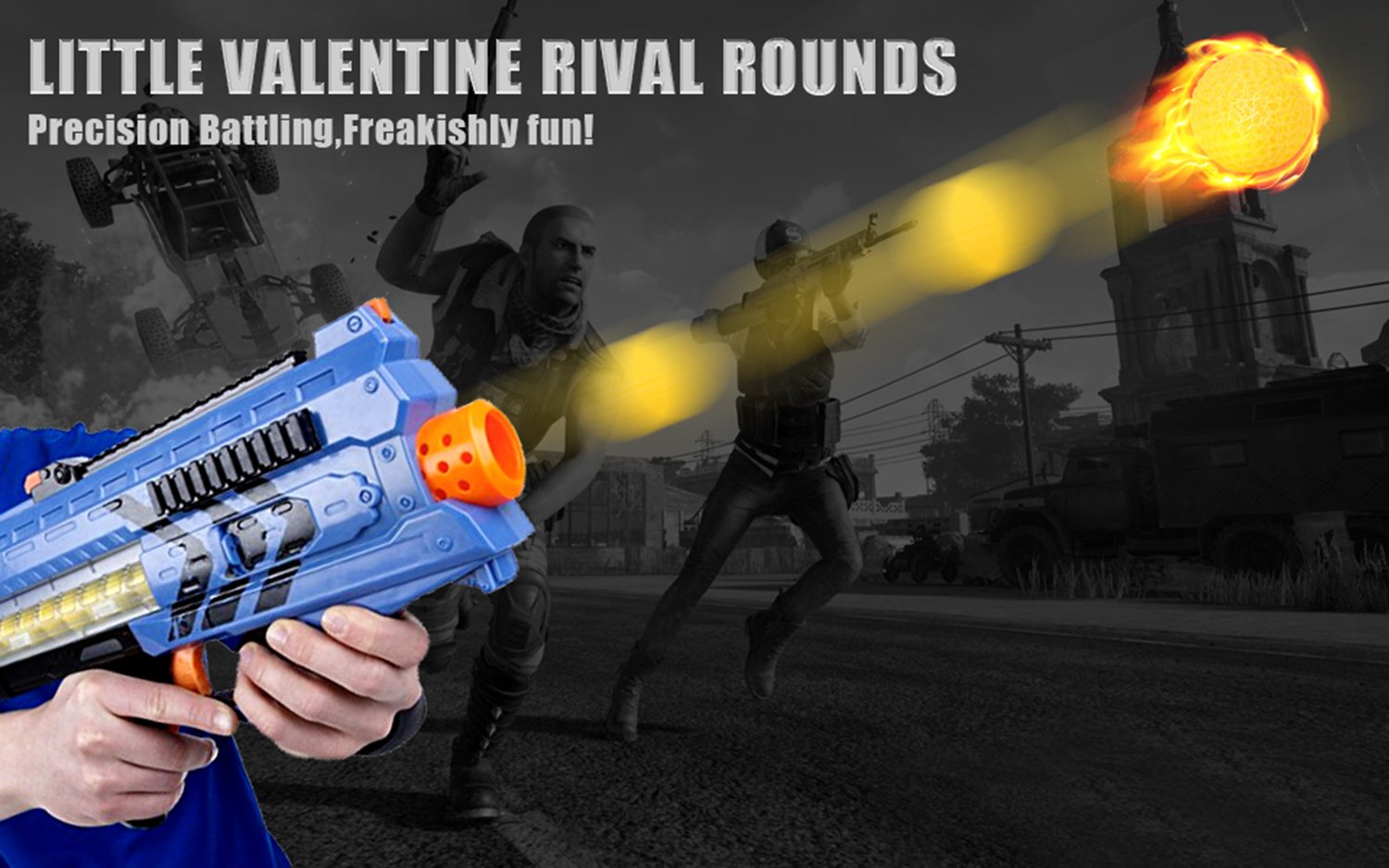 Little Valentine Nerf battle setup featuring ordered rounds for quick reloads