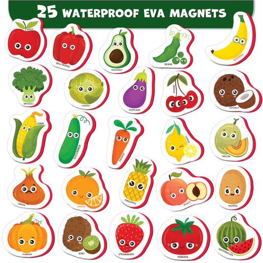 Little World fruits and vegetables magnets in vibrant colors for learning play.