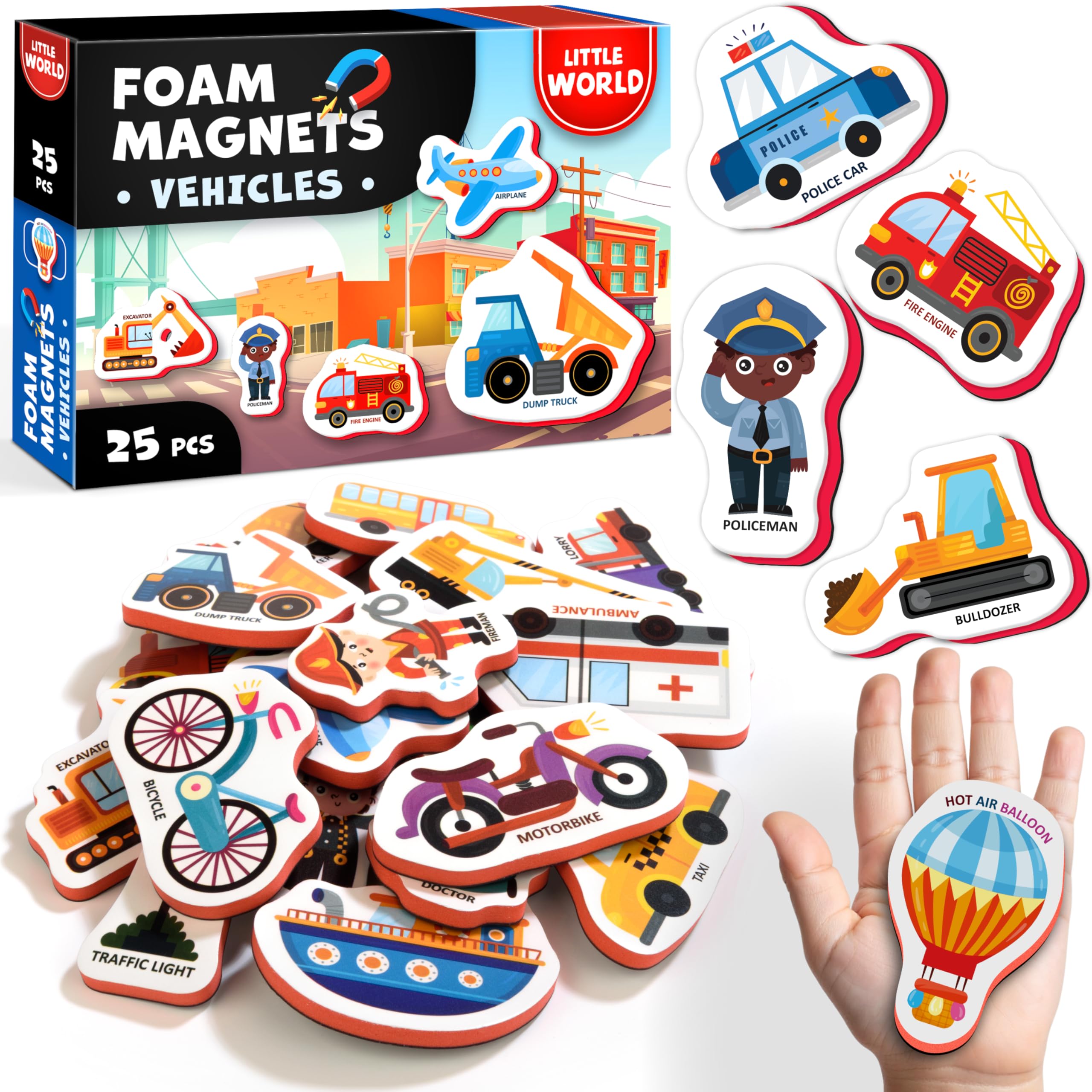 Little World fridge magnets toddlers soft thick grip for easy handling and safe play.