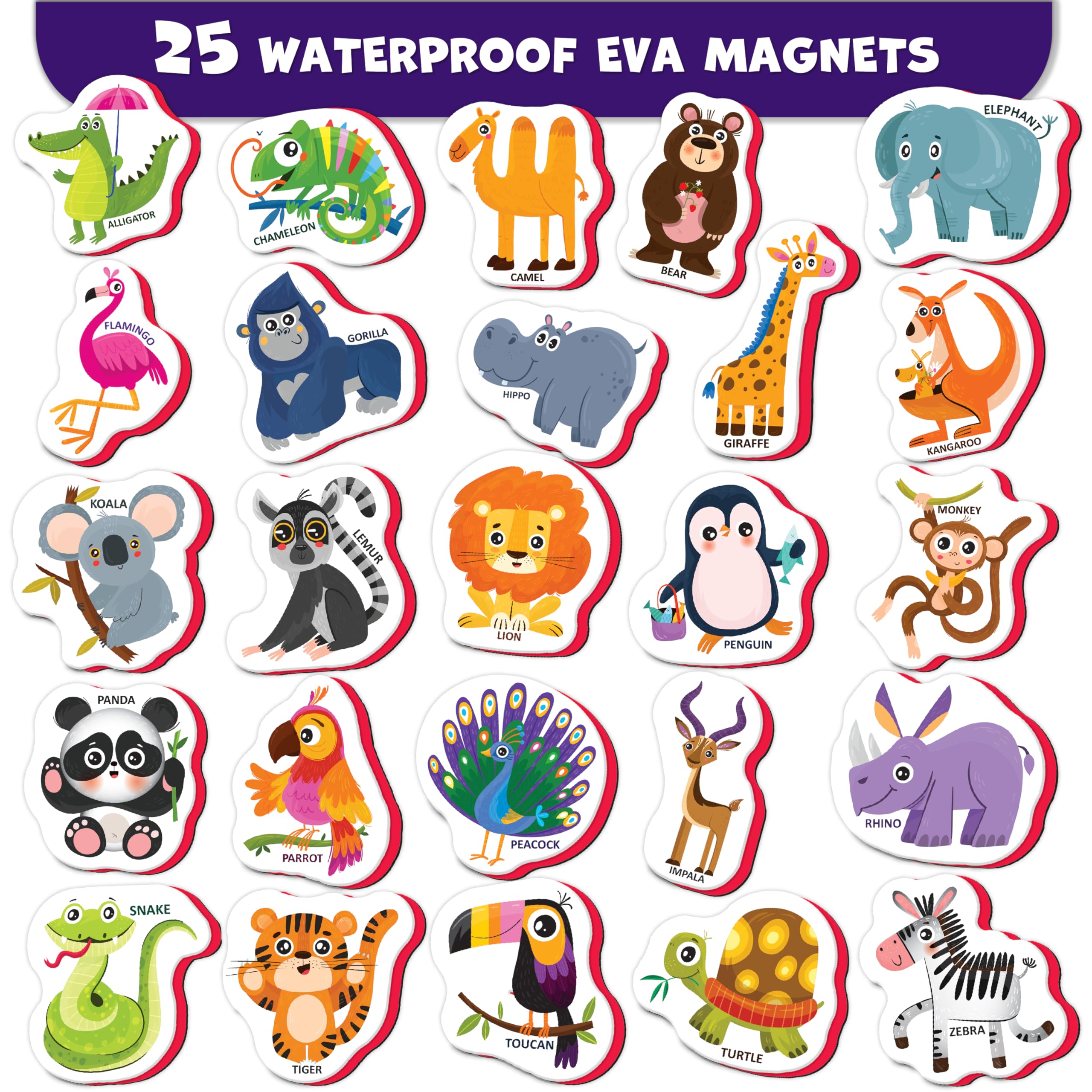 Little World zoo animal magnets encourage imaginative play and discovery.