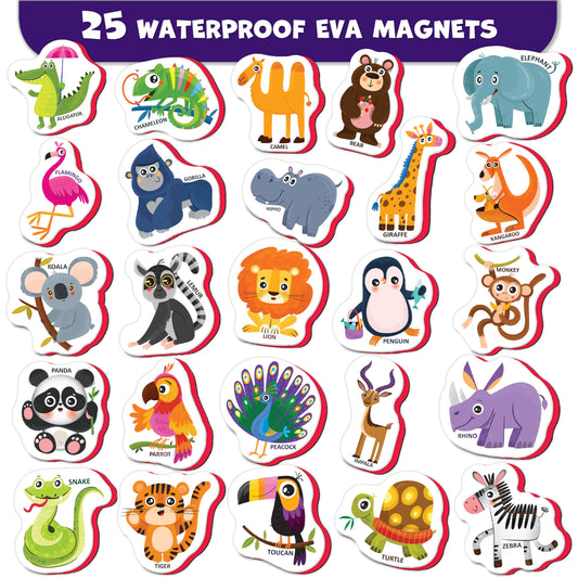 Little World zoo animal magnets encourage imaginative play and discovery.