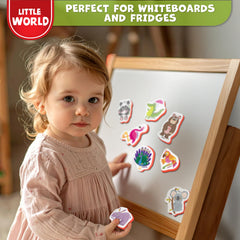 Little World toddler magnets offer secure magnetic backing for safe play.