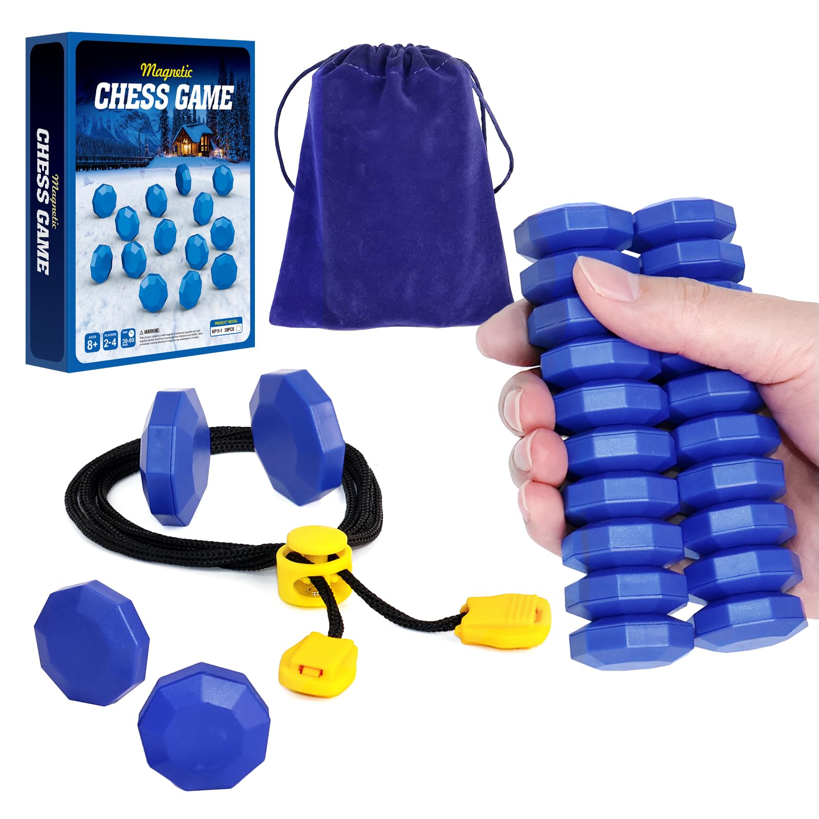 LITTLE YIFINI magnetic chess game stones for portable travel play and quick battles